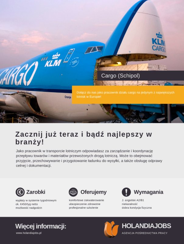 Pracownik Magazynowy Cargo Lotnisko Schipol
