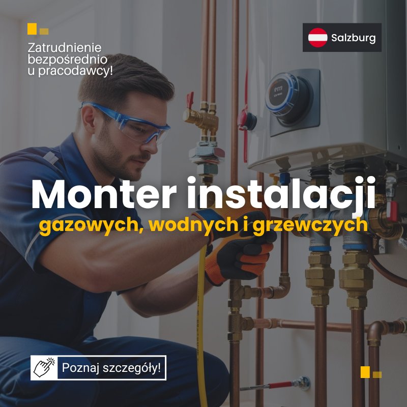 Monter instalacji gazowych, wodnych i grzewczych