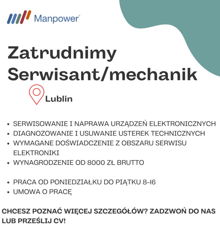 Serwisant/ Elektromechanik