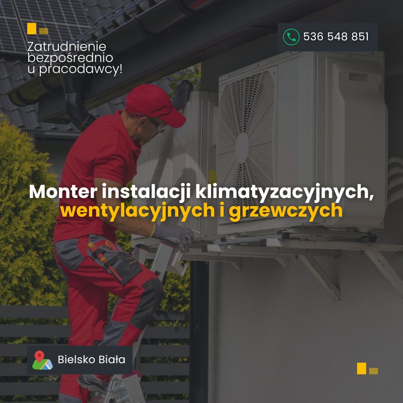 Monter instalacji klimatyzacyjnych, wentylacyjnych