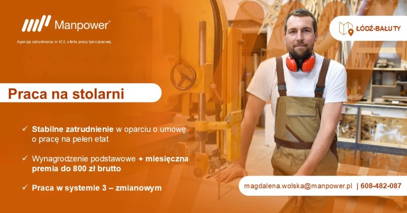 Praca na stolarni (możliwość pracy w nadgodzinach)